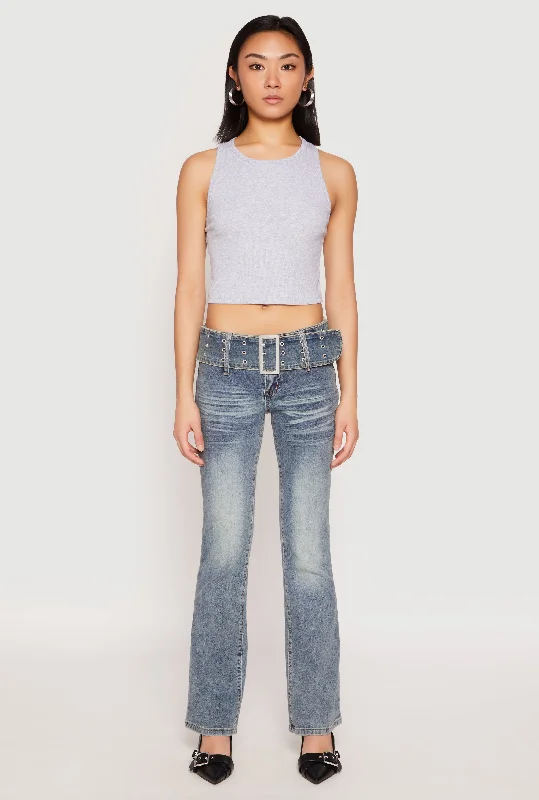 Madden Girl Belted Front Boot Cut Jeans