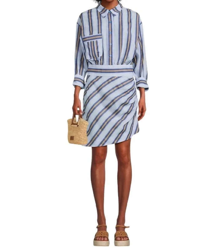 Mini Shirt Dress In Indigo Stripe