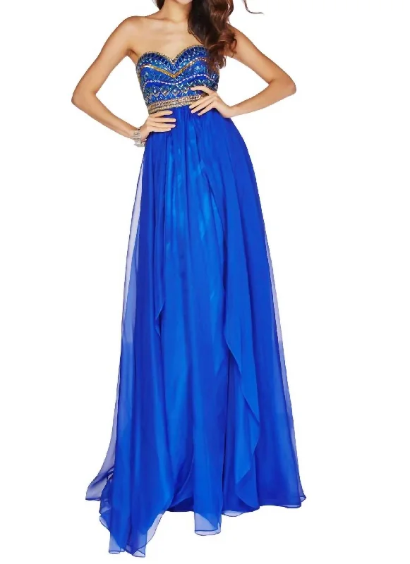 Jeweled Prom Dress In Royal Blue