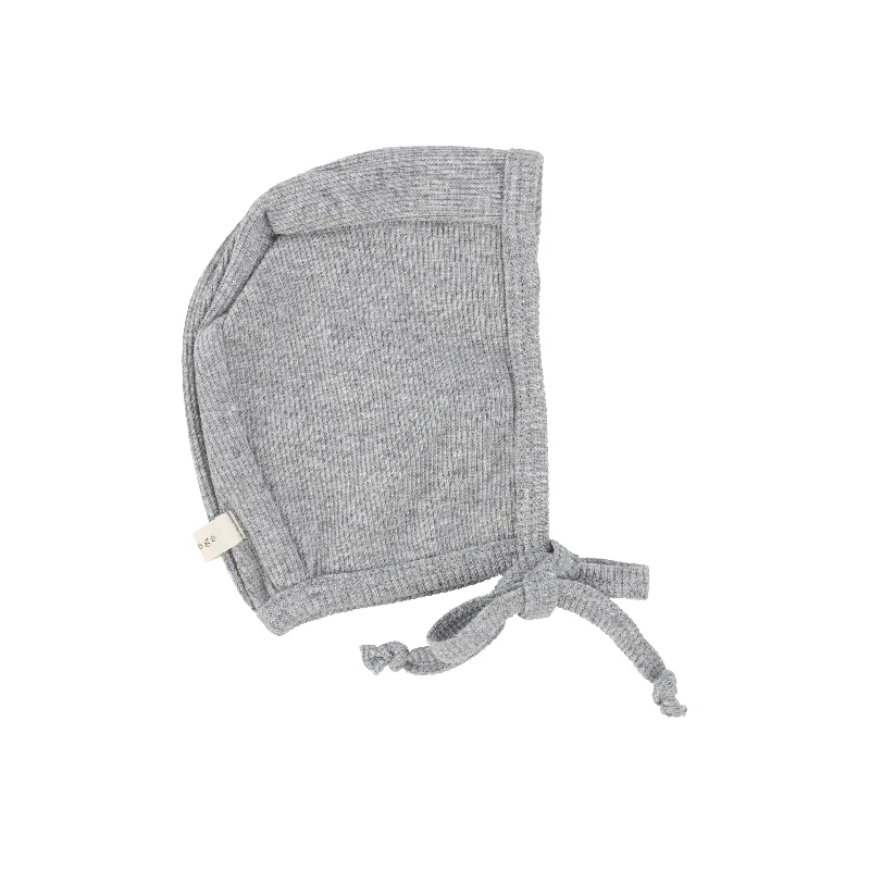 Lil Legs Ribbed Tab Bonnet - Light Heather Grey