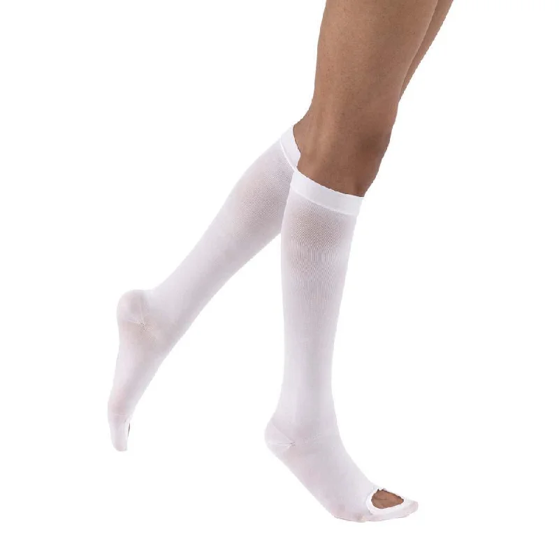 JOBST Anti-Em/GP Seamless Compression Stockings, 18 mmHg, Knee High, Open Toe, White, Box (12 Pair)