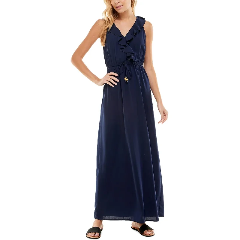 Juniors Womens Ruffled Long Maxi Dress