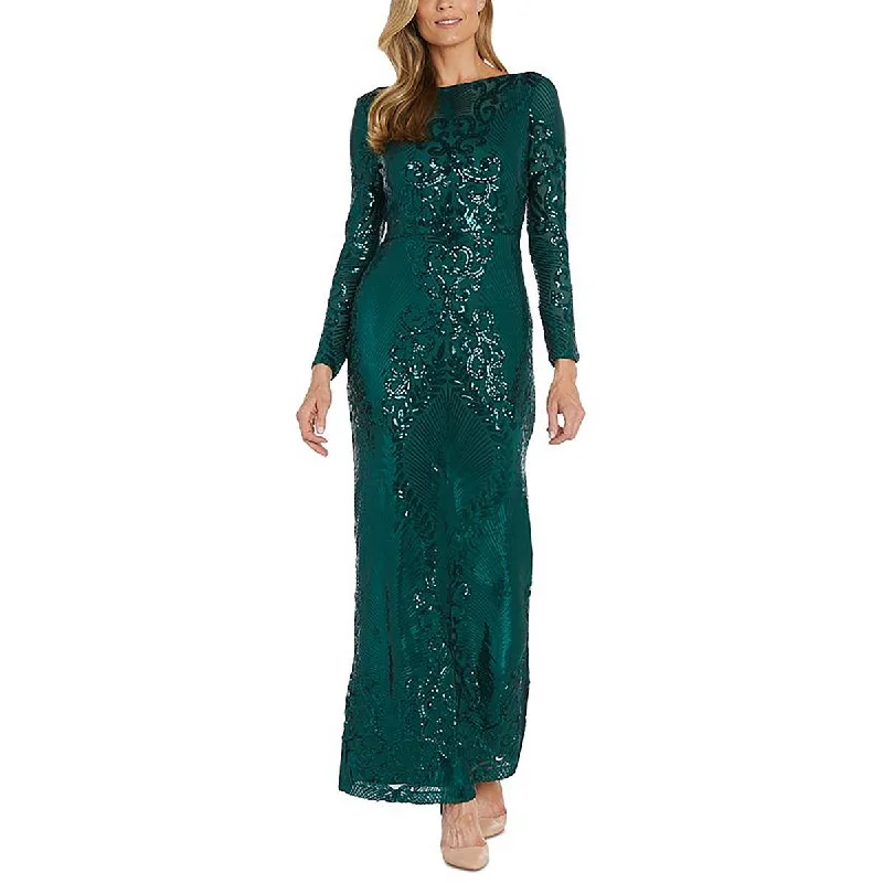 Womens Full Length Sequined Evening Dress