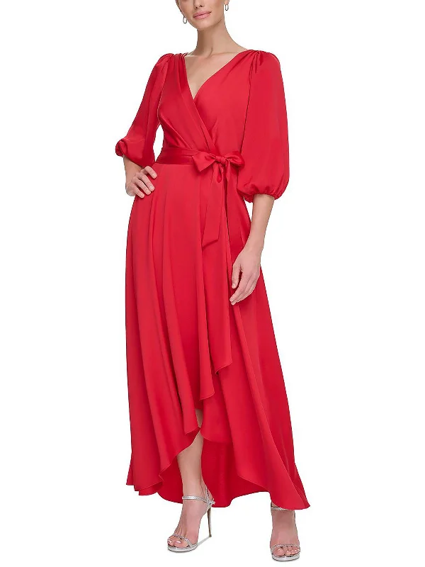 Womens Faux Wrap Maxi Evening Dress