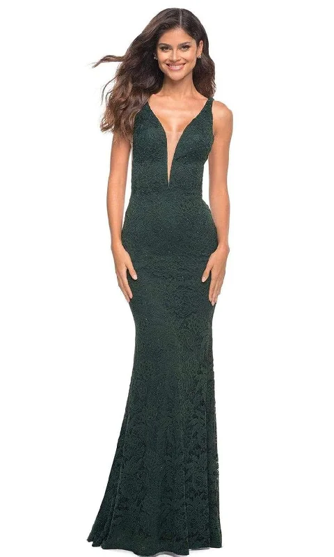 La Femme - 29732 Plunging Beaded Lace Gown