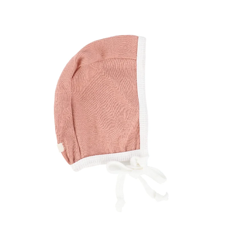 Lil Legs Contrast Edge Bonnet - Peach/White