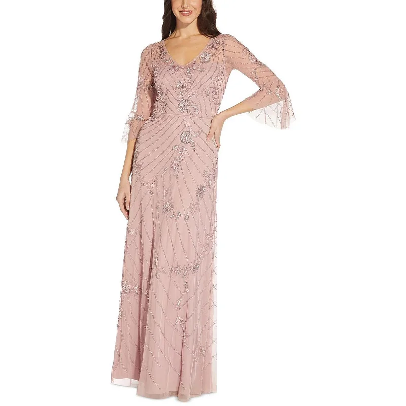 Womens Beaded Maxi Evening Dress