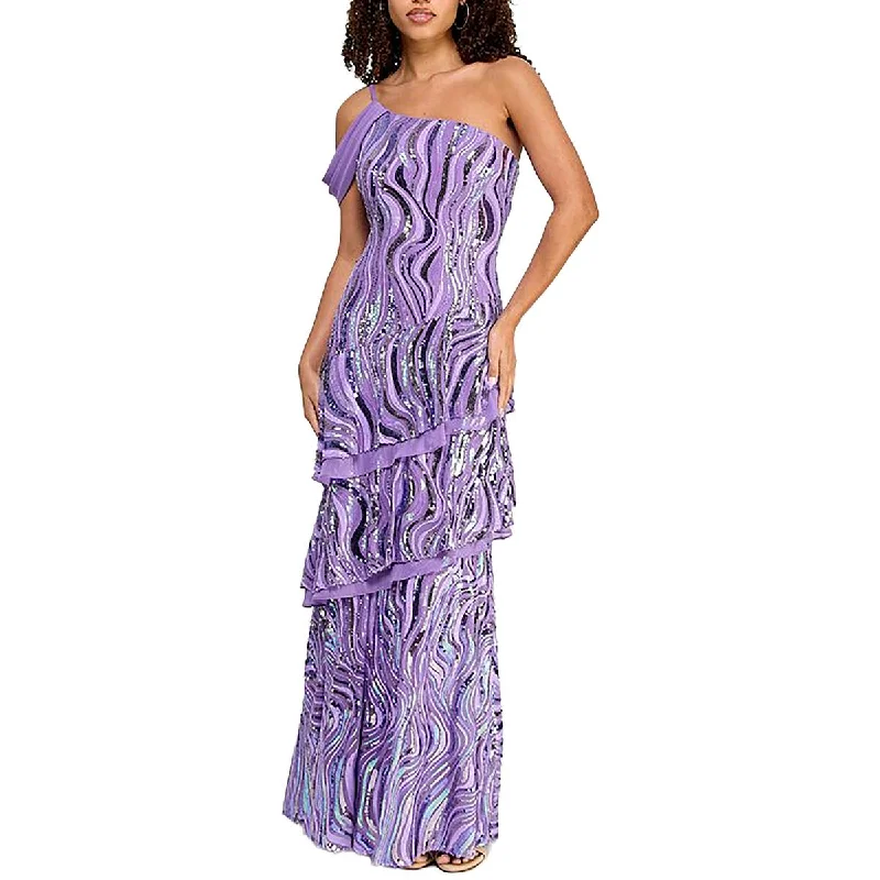 Juniors Womens Full Lngth Tiered Evening Dress