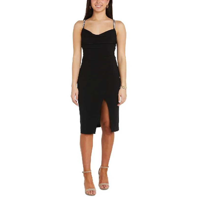 Womens Matte Jersey Jeweled Cocktail and Party Dress