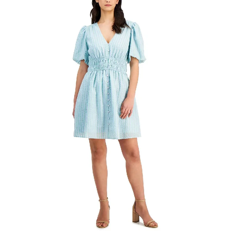 Womens Mini V-Neck Shift Dress