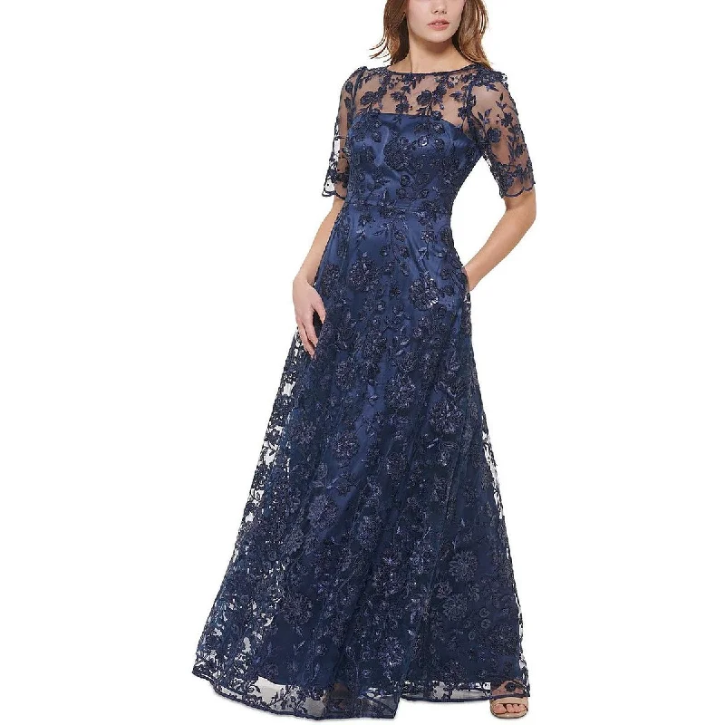 Eliza J Womens Lace Embroidered Evening Gown