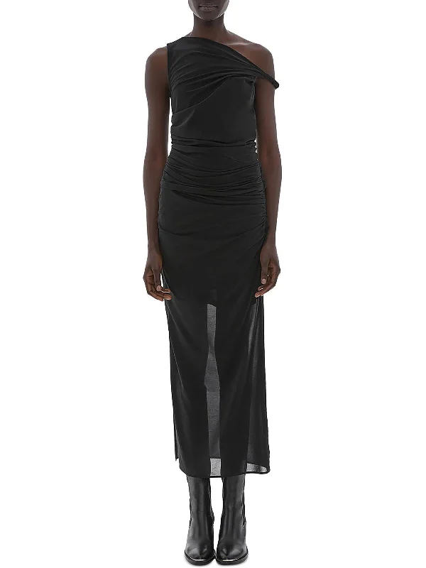 Womens Ruched Twist Midi Dress