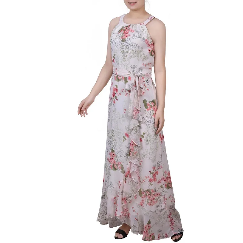 Womens Chiffon Floral Maxi Dress