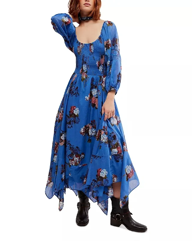 Morning Glory Maxi Dress In Dutch Blue Combo