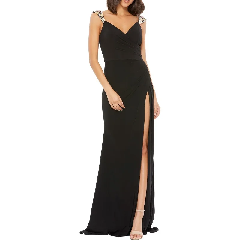 Womens Embellished Maxi Evening Dress