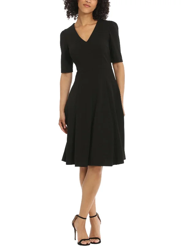 Womens Pocketed Midi Fit & Flare Dress