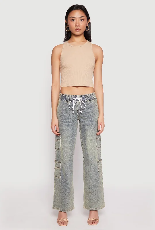 VIP Elastic Waist Band Wide Leg Jeans