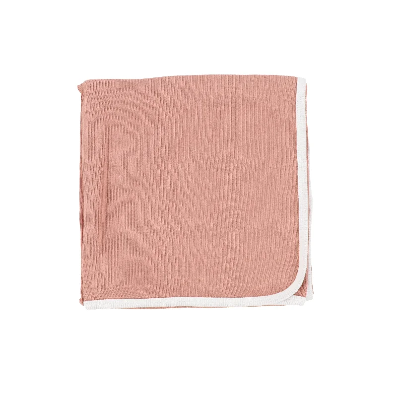 Lil Legs Contrast Edge Blanket - Peach/White