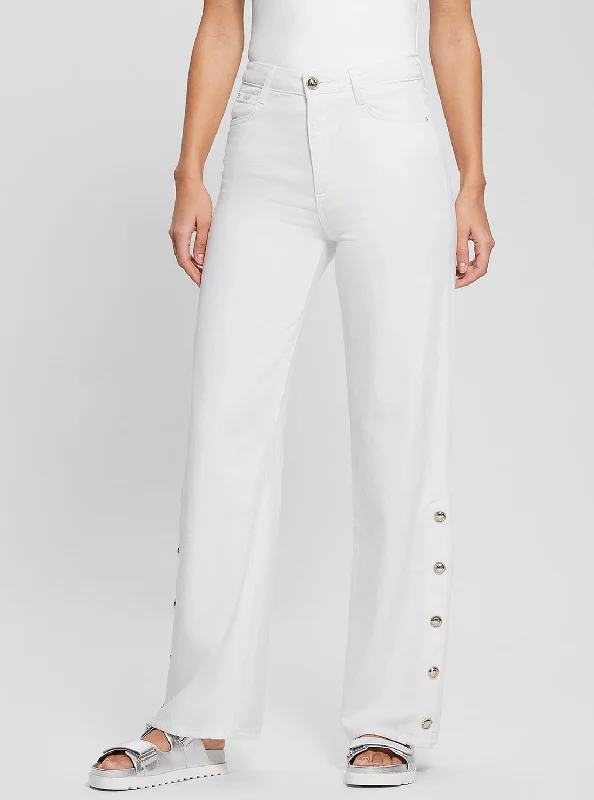 High-Rise Paz Wide Leg Denim Jeans in White