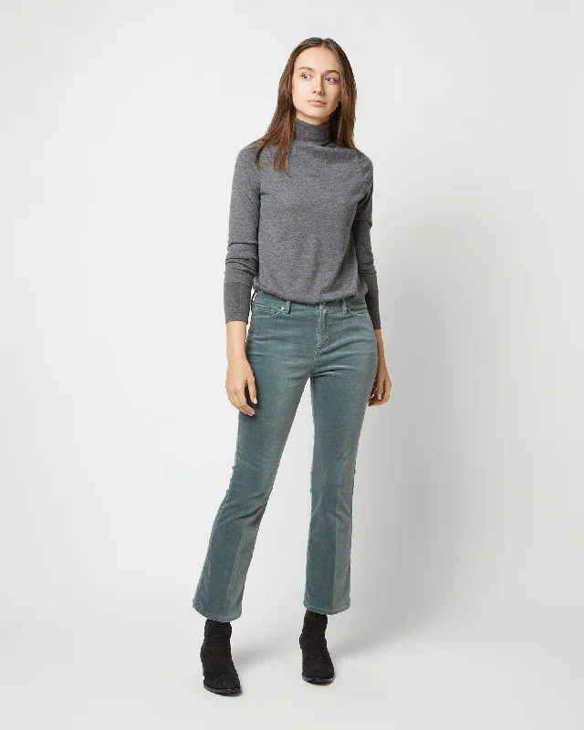 Flare Cropped 5-Pocket Jean in Lovat Stretch Velveteen