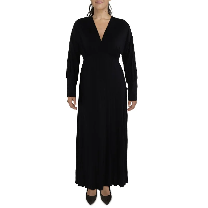 Plus Womens Knit Long Sleeves Maxi Dress