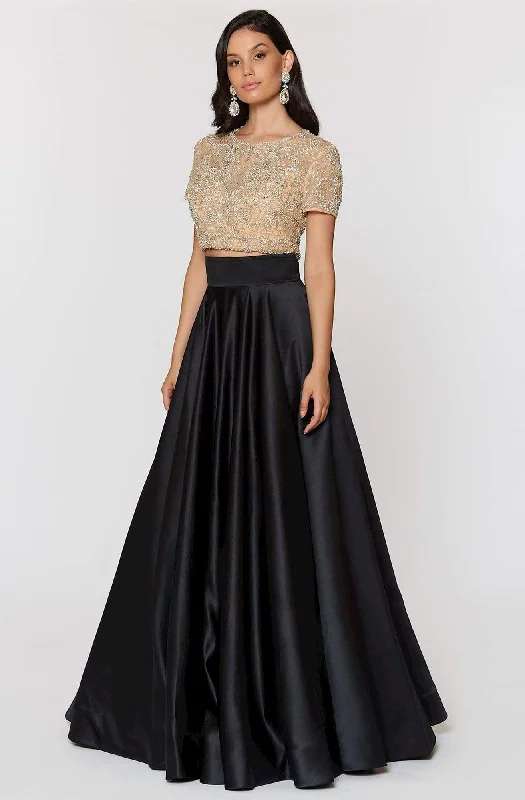 Ashley Lauren - 1251SC Crystal Embellished Illusion Top Two-Piece Gown