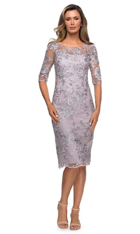 La Femme - 27895 Lace Bateau Fitted Dress