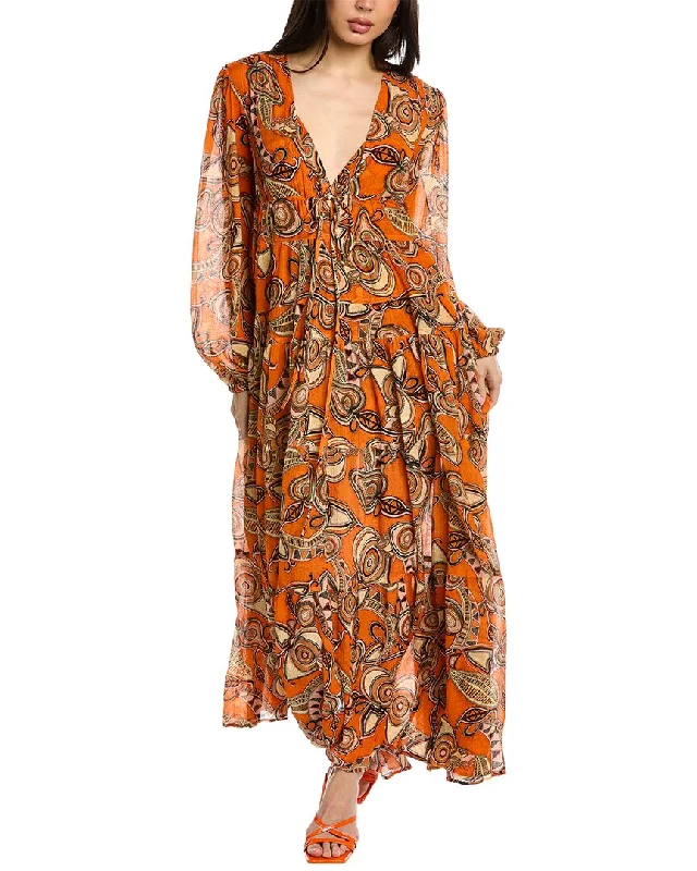 A.L.C. Mariana Silk & Linen-Blend Maxi Dress