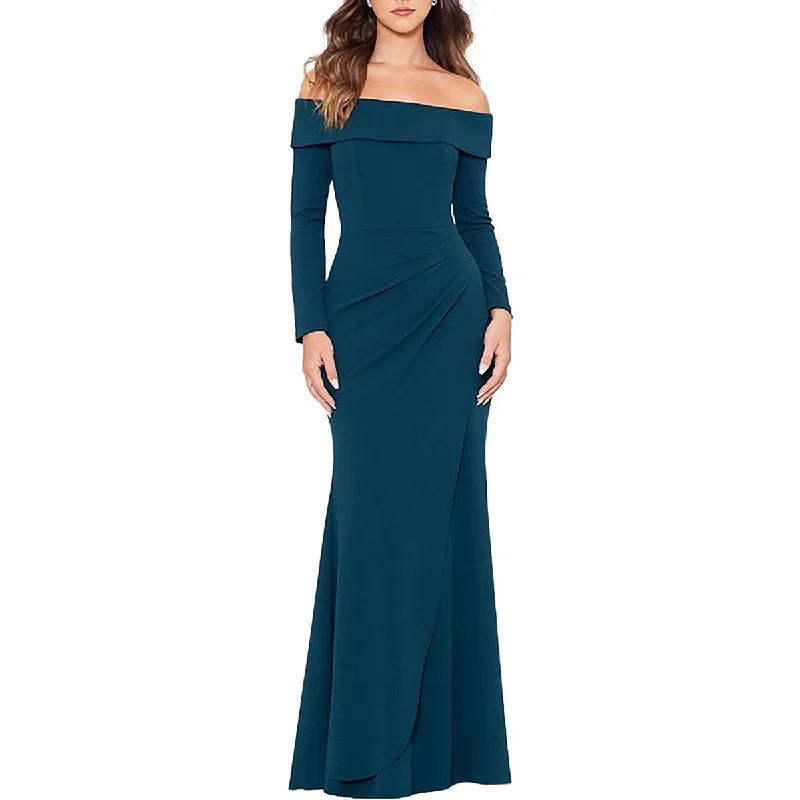 Womens Off The Shoulder Scuba Maxi Dress