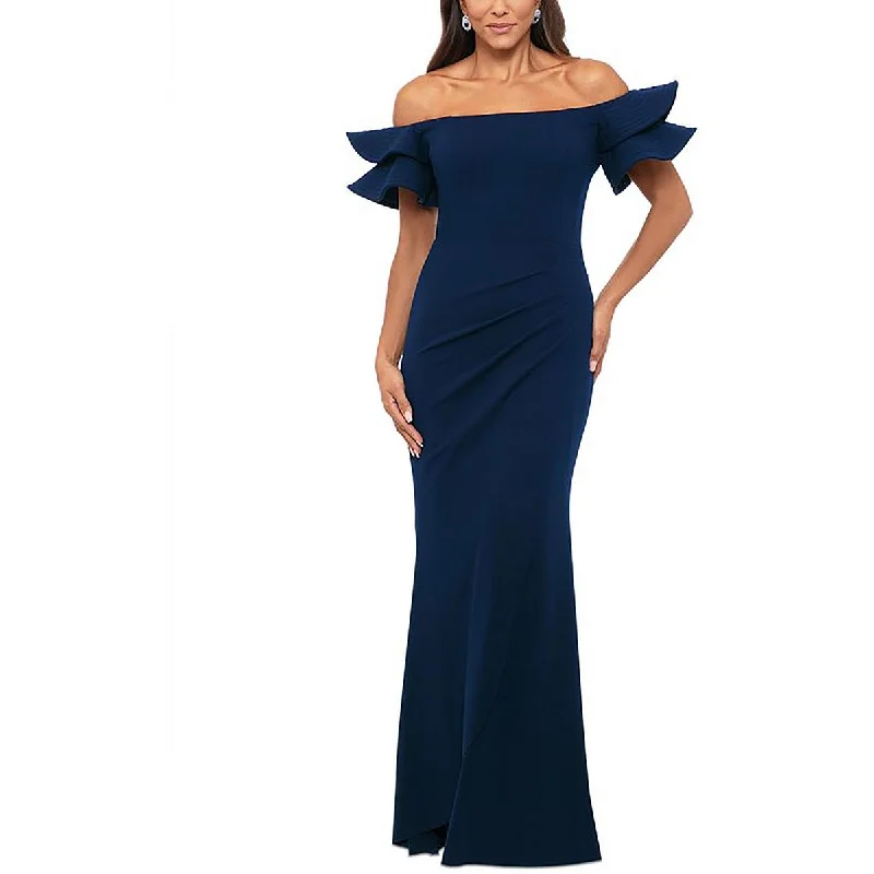 Womens Off-The-Shoulder Maxi Evening Dress