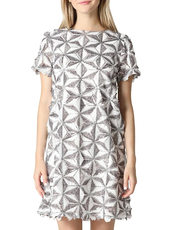 Womens Sequined Triangle Print Midi Dress