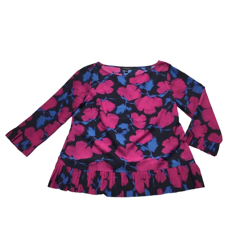 Top Long Sleeve By Banana Republic In Blue & Pink, Size: M