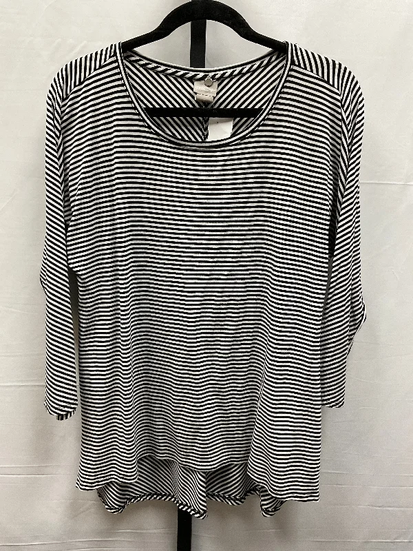 Top Long Sleeve By Chicos In Striped Pattern, Size: M