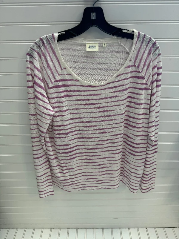 Top Long Sleeve By Hartford,  In Pink & White, Size: Xl