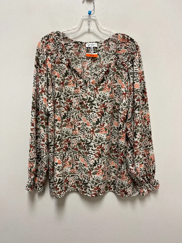 Top Long Sleeve By Jessica Simpson In Floral Print, Size: 2x