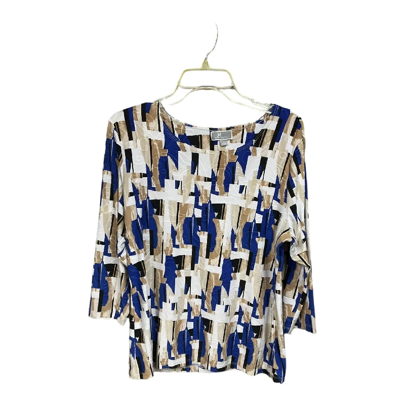 Top Long Sleeve By Jm Collections In Geometric Pattern, Size: L