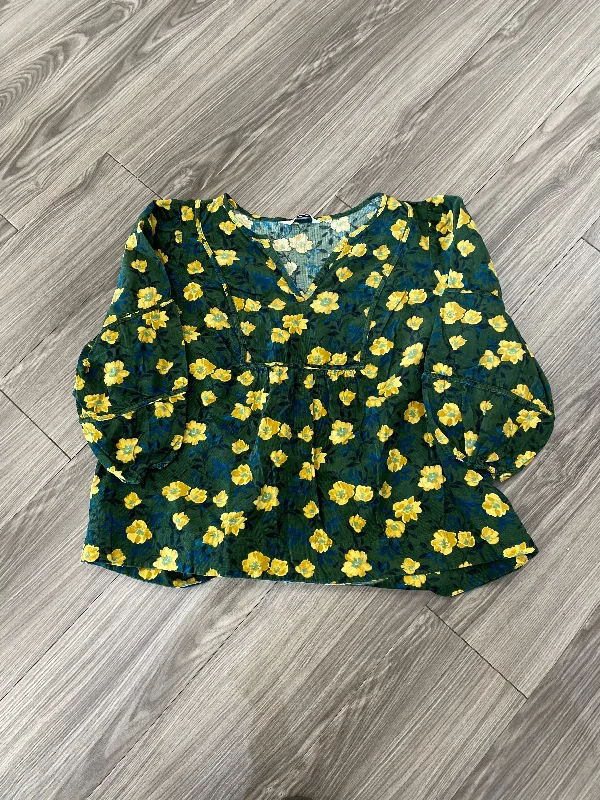 Top Long Sleeve By Sonoma In Green, Size: 1x