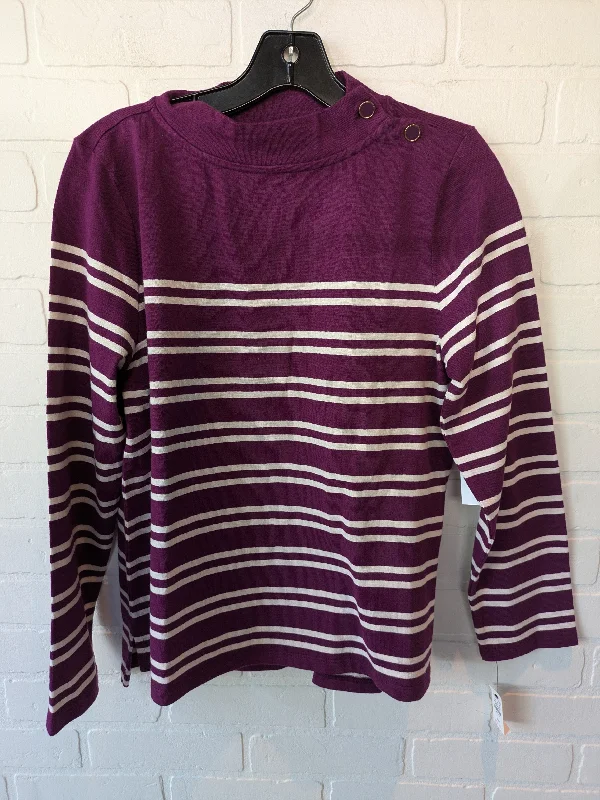 Top Long Sleeve By Talbots In Purple & White, Size: M