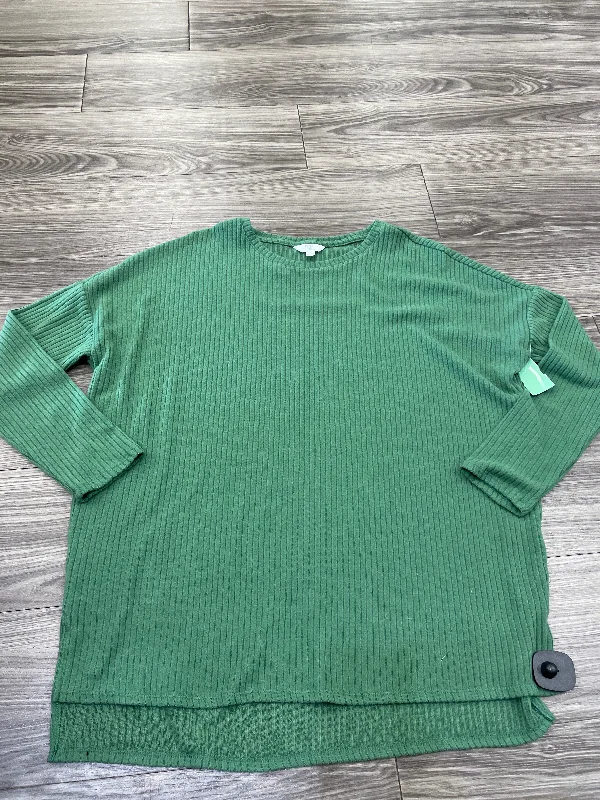 Top Long Sleeve By Time And Tru In Green, Size: L