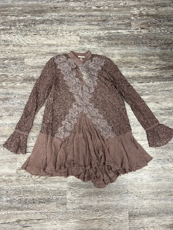 Tunic Long Sleeve By Free People In Brown, Size: Xs